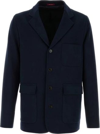 Gucci Button-Front Katoenen Jas - Heren - Blazers - Blauw - S - Katoen - Jassen