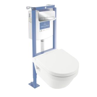 Villeroy & Boch Pack Inodoro Suspendido Sin Cerco Villeroy Et Boch Architectura 37 X 53 + Asiento + Placa Cromada + Estructura