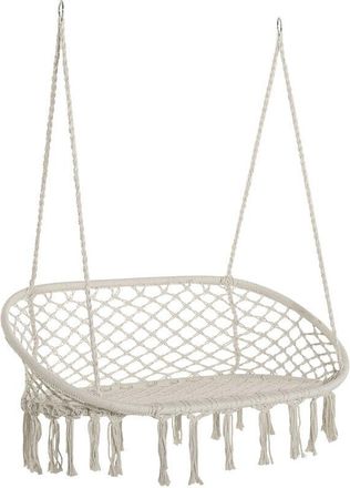OUTSUNNY Hanging Hammock Chair Macrame Seat for Patio Garden Yard Cream