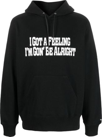 sacai slogan-print cotton hoodie - unisex - Cotton - 1 - Black