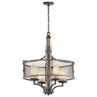 OEM Hierro, Madera Y M&aacute;rmol - L&aacute;mpara De Ara&ntilde;a De 4 Luces