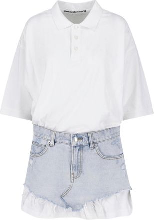 Alexander Wang Layered Denim and Polo-Style Dress
