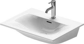 Duravit Lavamanos Para Muebles Duravit Viu 234463, 630 Mm, Con Rebosadero, Con Banco Para Grifos, 2 Agujeros Para Grifos, Color: Blanco Con Wondergliss - 2344