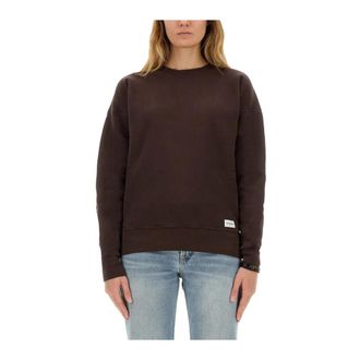 Saint Laurent Logo Patch Fleece Sweatshirt - Dames - Sweatshirts - Bruin - M - Katoen - Hoodies & sweatvesten