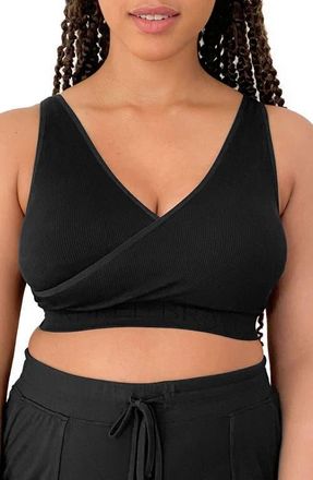 Kindred Bravely Busty Sublime Adjustable Crossover Nursing & Lounge Bra -Sizing Options from E-I Cup in Black at Nordstrom, Size X-Large