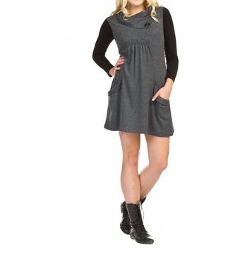Papillon Drape Collar Sleeveless Dress With Smocking In Grey