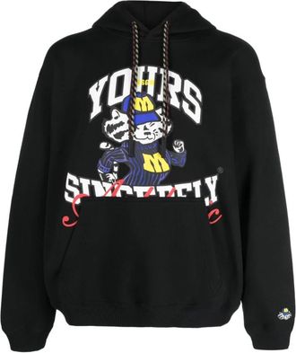 Msgm Graphic-print Katoenen Hoodie - Heren - Hoodies - Zwart - XL - Katoen - Hoodies & sweatvesten
