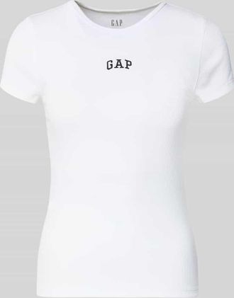 GAP T-Shirt in Ripp-Optik mit Logo in Weiss, Gr&ouml;&szlig;e XL