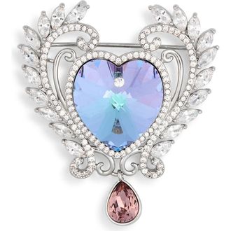 Eye Candy Los Angeles Audrey Cubic Zirconia Laurel Heart Brooch in Silver at Nordstrom Rack