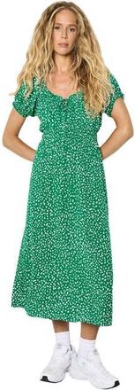 Apricot Milkmaid Midi Spot Printed Dress in Green at Nordstrom, Size Xx-Large