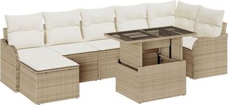 vidaXL Vidaxl - Garden Sofa Set with Cushion 8 pcs Beige Poly rattan