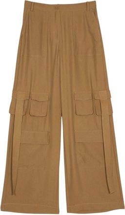 Twinset Broeken, Dames, Blauw, M, Cargo broek van cr&ecirc;pe de Chine