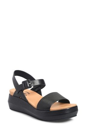 Kork-ease Hallie Platform Sandal in Black Leather at Nordstrom, Size 10