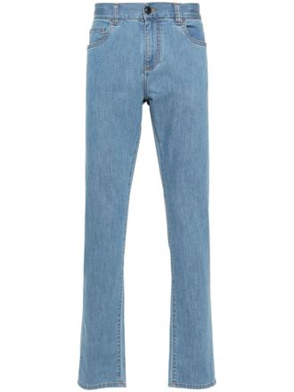 Canali Jeans slim con applicazione - Blu