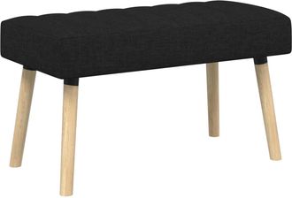 vidaXL Banco Con Tapizado En Canal Negro 80 X 40 X 46 Cm Tela Vidaxl