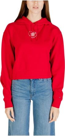 Tommy Jeans Hoodies & sweatvesten, Dames, Rood, S, Katoen, Rode Print Hoodie Dames