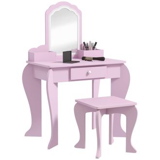 OEM Tocador Infantil Para Ni&ntilde;as Y Ni&ntilde;os De +3 A&ntilde;os Con Taburete Espejo Caj&oacute;n Y Cajas De Almacenaje Forma De Nube Rosa