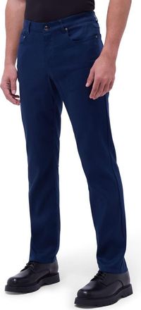 Bugatchi Preston Stretch Linen & Cotton Pants in Navy at Nordstrom, Size 36