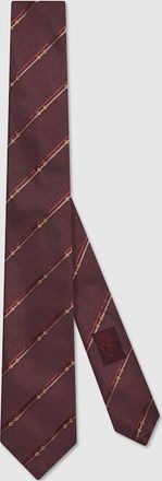 Gucci Diagonal Horsebit Silk Jacquard Tie, Red, Silk