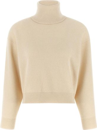 Brunello Cucinelli White Knitted Turtle Neck Sweater