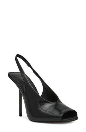 Steve Madden Lucian Slingback Peep Toe Sandal in Black Leather at Nordstrom Rack, Size 6.5