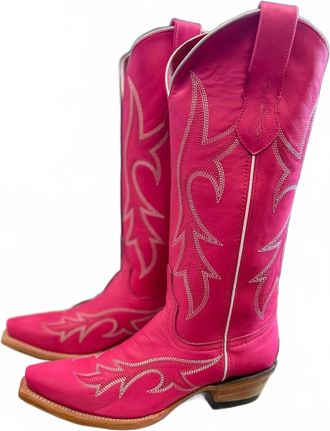 Ferrini Womens Scarlett V-Toe Cowgirl Boots In Pink