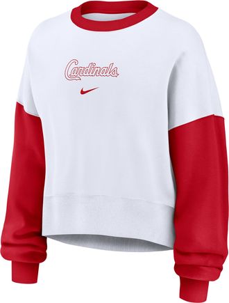 Nike St. Louis Cardinals Primary Nike Womens MLB Pullover Crew in White | 01D7061NSCN-9HV