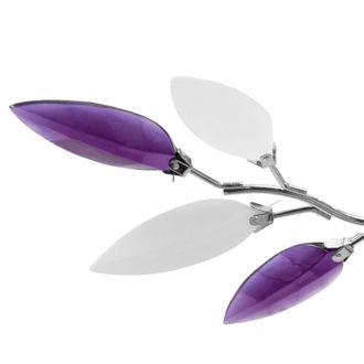 Berkfield Home Elegant Ceiling Lamp White & Purple Acrylic Crystal Leaf Arms 3 E