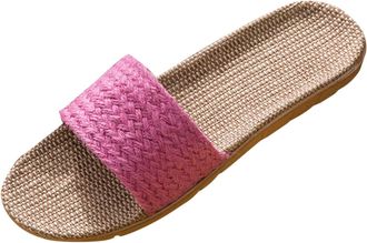 Generic Womens Summer Fashion Woven Linen Slippers Indoor Outdoor Comfortable Lightweight Breathable Shoes (5.5)
