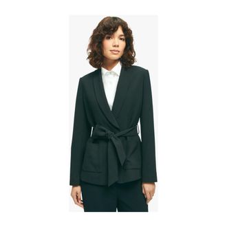 Brooks Brothers Marineblauwe Stretch Polyester Blazer - Dames - Blazers - Zwart - 2XS - Polyester - Jassen