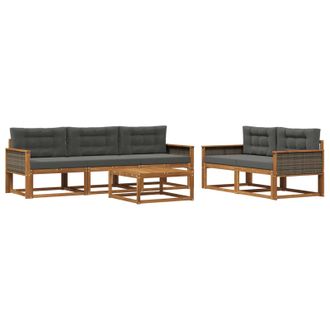 vidaXL Conjunto De Sof&aacute;s De Exterior 6 Pcs Natural Y Antracita Vidaxl