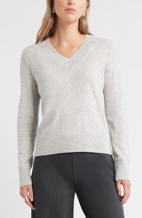 Caslon V-Neck Wool & Cashmere Sweater in Grey Light Heather at Nordstrom Rack, Size X-Large