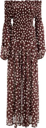 Raquel Diniz Jurken Bruin - Dames - Avondkleed - Veelkleurig - L - Chiffon - Kleedjes