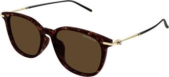 Montblanc MB0416SA Asian Fit 003 Mens Sunglasses Tortoiseshell Size 55