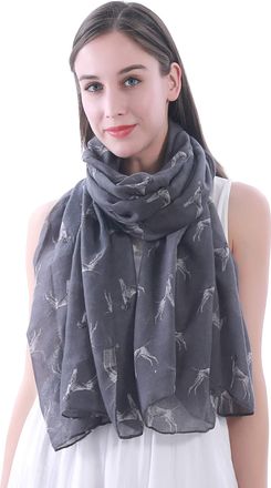 Lina & Lily German Shorthaired Pointer Dog Print Womens Scarf Shawl Wrap Lightweight (Dark Grey)