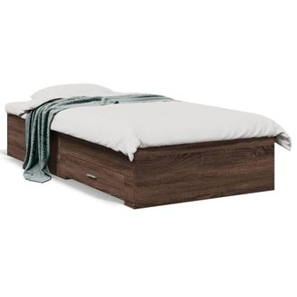 Berkfield Home Bed Frame w/Drawers Frame Brown Oak 75x190 cm Small Single