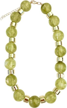 Gemelli Womens Sorrento Beaded Statement Necklace In Lime