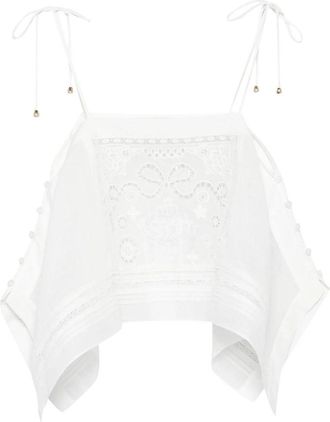 Self Portrait White Embroidered Top