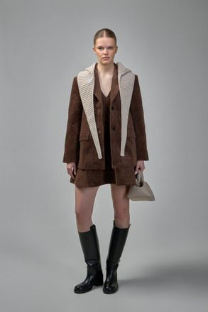 Ganni Seersucker Corduroy V-neck Mini Dress