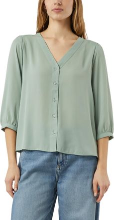 Comma Shirtbluse COMMA, Damen, Gr. 42, light gr&uuml;n, Web, Obermaterial: 100% Polyester, unifarben, bequem h&uuml;ftbedeckend, V-Ausschnitt, 1-Knopf-Manschette, Blu