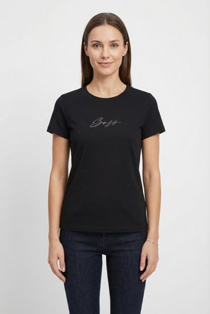 Boss Orange by Hugo Boss T-Shirt BOSS ORANGE Esogo_MA_crystal Premium Damenmode, Damen, Gr. XXL (44), schwarz 001, Single Jersey, Obermaterial: 100% Baumwolle, unifarben, figu