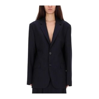 Maison Margiela Pinstripe Single-Breasted Blazer - female - Maison Margiela - Blazers - Blue - XS - Jackets