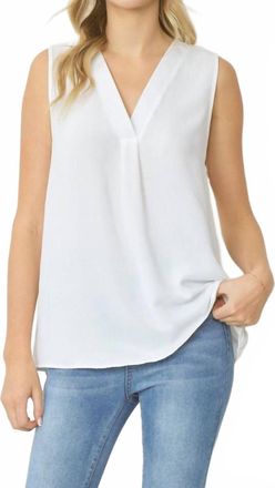 Entro Sleeveless V-Neck Top In Ivory