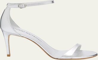 Stuart Weitzman Nudist II Metallic Ankle-Strap Sandals