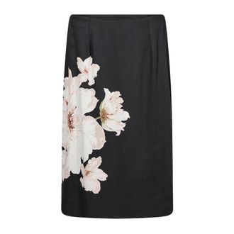 Cream Floral Craqurella Skirt in Black - female - Cream - Midi Skirts - Black - L - Skirts
