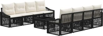 vidaXL Conjunto De Sof&aacute;s De Jard&iacute;n 9 Uds. Negro Rat&aacute;n Sint&eacute;tico Vidaxl