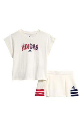 adidas Kids Logo Graphic T-Shirt & Skirt Set in Off White at Nordstrom, Size 2T