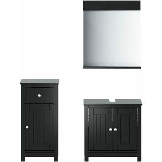 vidaXL Juego De Muebles De Ba&ntilde;o Berg 3 Pzas Madera Maciza Pino Negro Vidaxl