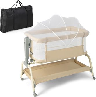 Costway Costway Cuna De Viaje Para Beb&eacute; Con Red, Cuna Colecho Con 6 Alturas Ajustables, Colch&oacute;n, Malla De 4 Lados, Cesta De Almacenamiento Y Ruedas Con Bloque