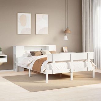 vidaXL Cama Con Estanter&iacute;a Sin Colch&oacute;n Madera Maciza Blanca 140x200 Cm Vidaxl